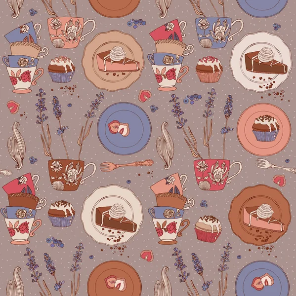 Çay ve tatlılar vektör