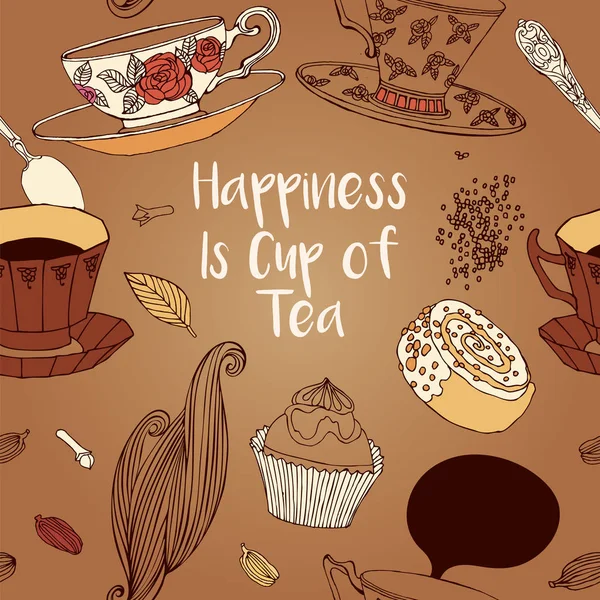 紅茶とケーキのベクトル イラスト — ストックベクタ