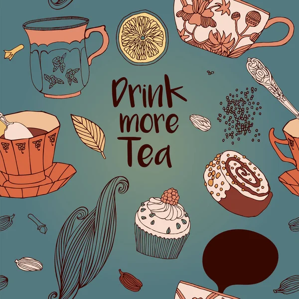 Ilustracja wektorowa herbata i ciasta — Wektor stockowy