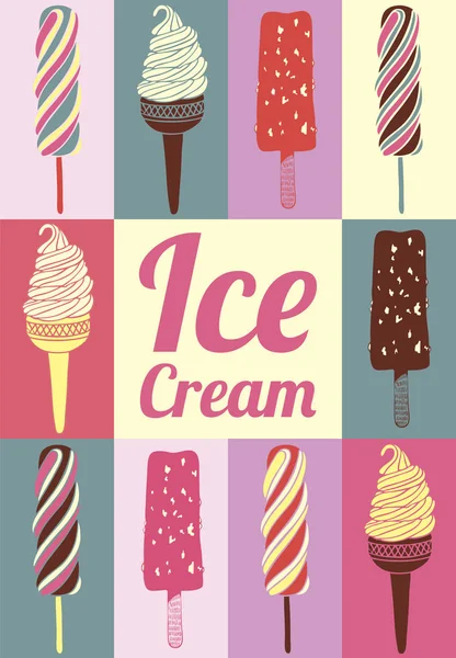 Tarjeta de helado vector . — Archivo Imágenes Vectoriales