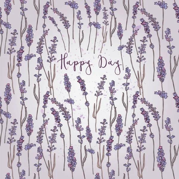 Tarjeta con flores de lavanda . — Vector de stock