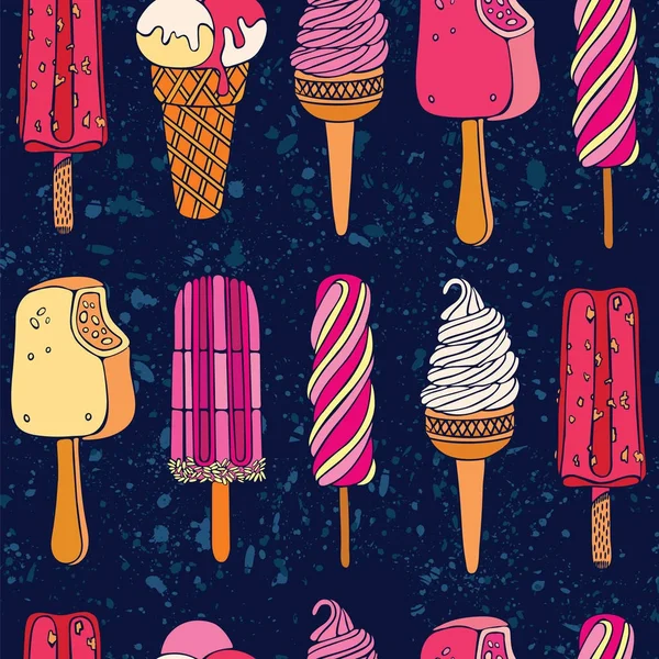 Crème glacée colorée motif sans couture . — Image vectorielle
