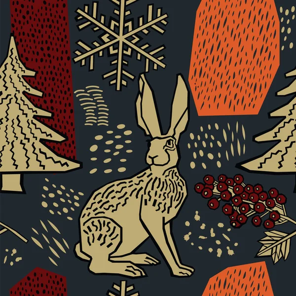 Kerst decoratieve animal print — Stockvector