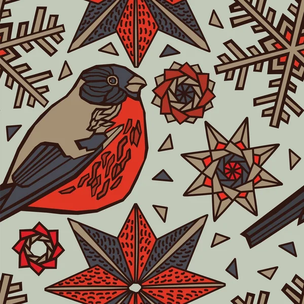 Kerst decoratieve achtergrond met vogel. — Stockvector