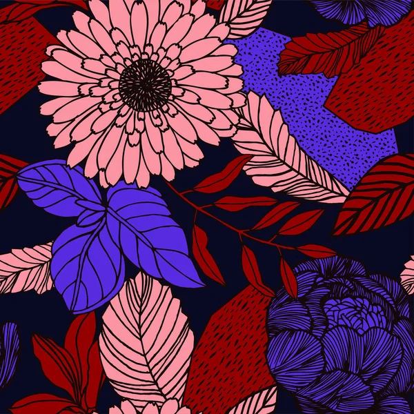明るい夏の花背景 ベクトル明るい花柄 — ストックベクタ