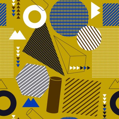 Sarı retro arka plan, geometrik desen tasarım.