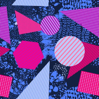 Dağılmış Geometrik Şekiller. Soyut Arkaplan Tasarımı. Vektör.