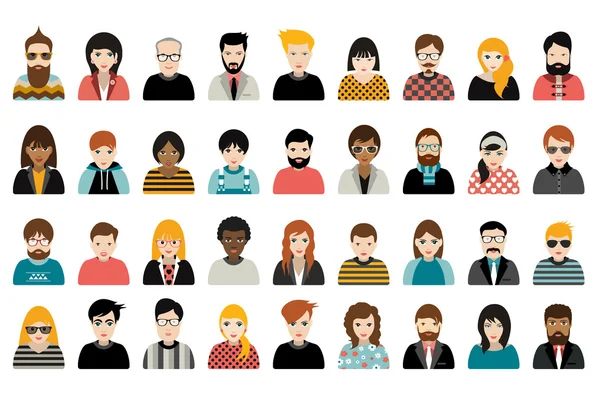 Mega set of persons, avatars, people heads  different nationality in flat style. Vector. — Stock Vector