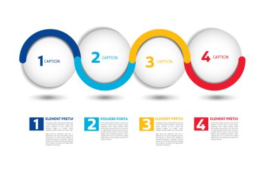 Infographic vektör seçeneği afiş 4 adımlar ile. Renkli küreler, toplar, kabarcıklar. Infographic şablonu.