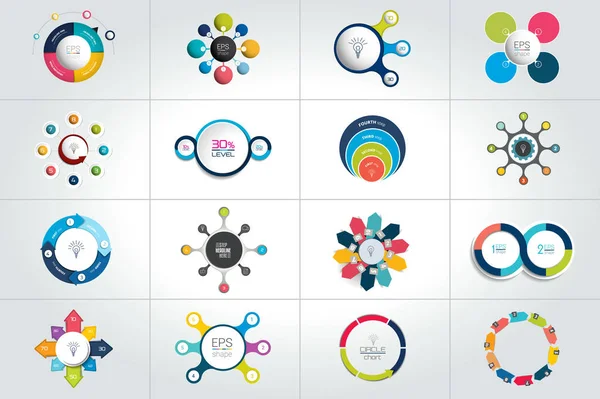 Mega-Kreis, runde Infografik-Vorlagen, Diagramme, Grafiken, Präsentationen, Diagramme. Geschäftskonzept. — Stockvektor