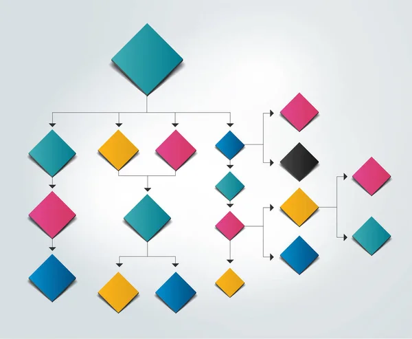 Grafico di flusso infografico. Schema ombre colorate. — Vettoriale Stock