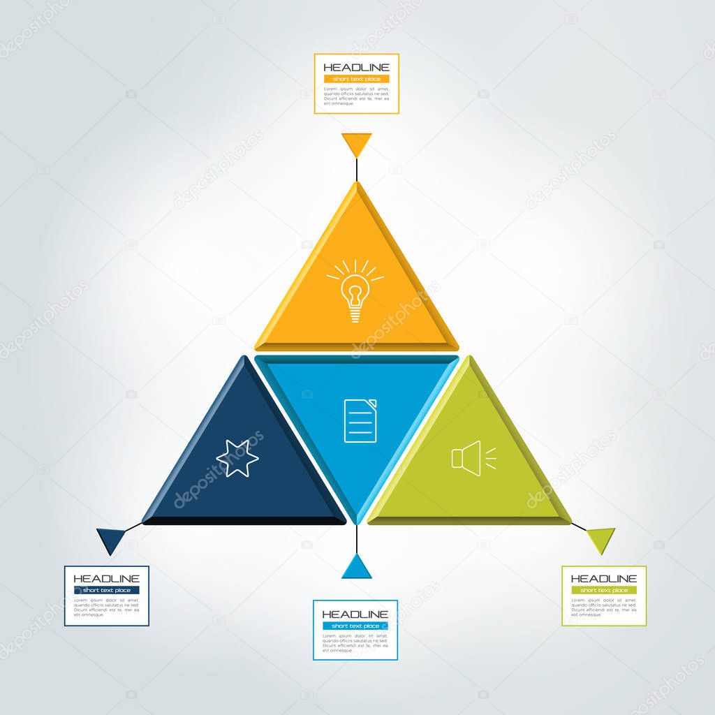 Triangle, 4 step infographic, chart. Vector illustration.