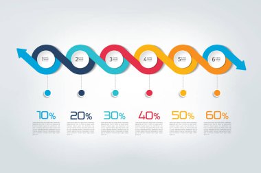 Zaman çizelgesi raporu, şablon, grafik, şema, adım adım. Vektör.