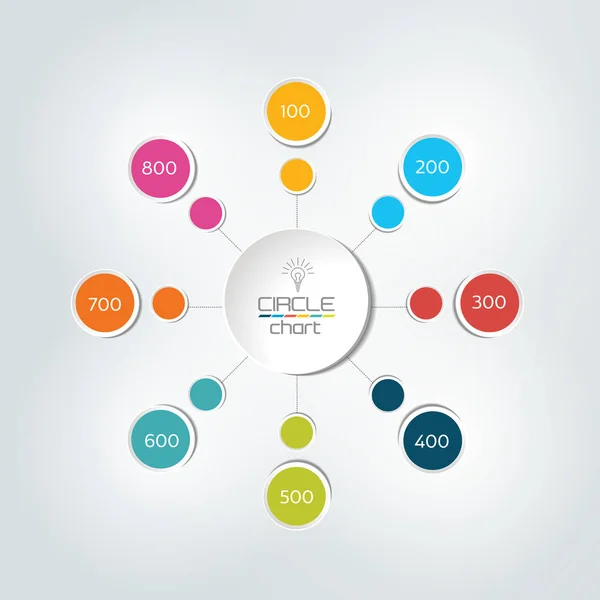8 stappen verbonden cirkel, ronde infographic. Vectorillustratie. — Stockvector