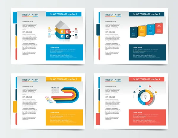 4 παρουσίαση επιχειρήσεων templates. Εκτυπώσετε infographics για φυλλάδιο αφίσας, διαφάνεια, περιοδικό, βιβλίο, φυλλάδιο, ιστοσελίδα,. — Διανυσματικό Αρχείο