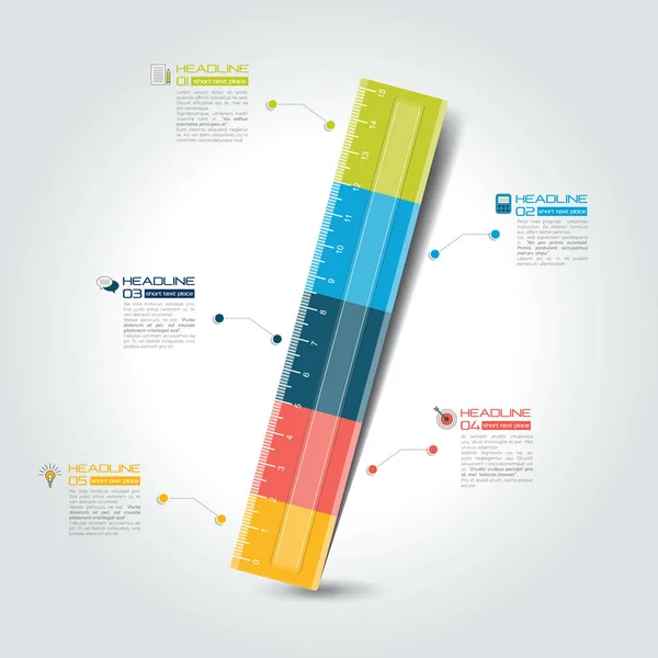 Regla plantilla de infografía, gráfico, diagrama. Vector . — Archivo Imágenes Vectoriales