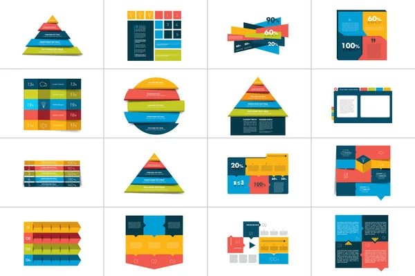 Grand ensemble de tables, horaires, bannières. Infographie étape par étape . — Image vectorielle