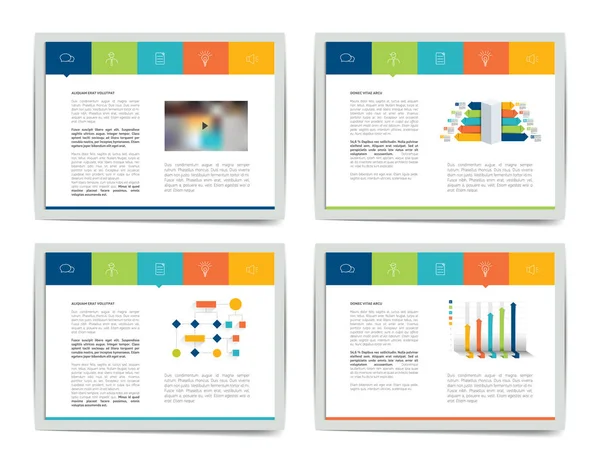 4 Präsentationsvorlagen. Infografiken für Prospekt, Poster, Folie, Magazin, Buch, Broschüre, Website, Druck. — Stockvektor