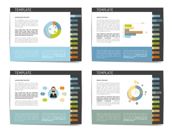 4 Präsentationsvorlagen. Infografiken für Prospekt, Poster, Folie, Magazin, Buch, Broschüre, Website, Druck. — Stockvektor