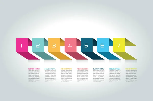 Horizontal 3D timeline concept. Infographic. Vector. — Stock Vector