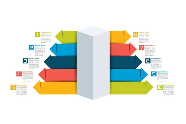 Infographie business flèches diagramme d'escalier, modèle, graphique, schéma. Vecteur . — Image vectorielle