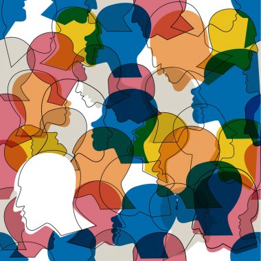 İnsanlar konuşurken, düşünme kavramı.