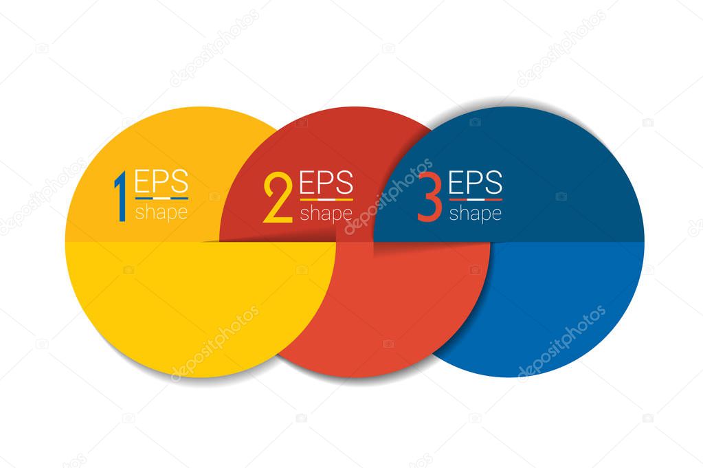 Three business elements banner, template. 3 steps design, chart, infographic, step by step number option, layout. 3D cyrcle style.