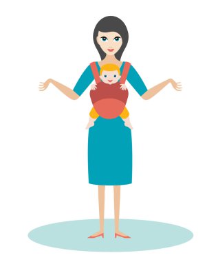 Bebek taşıyıcı çocuk doğmuş bebek ile anne, sling.