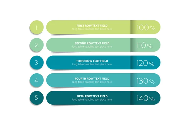 Tabla, plantilla de diseño de programación con 5 filas. Banner vectorial. — Archivo Imágenes Vectoriales