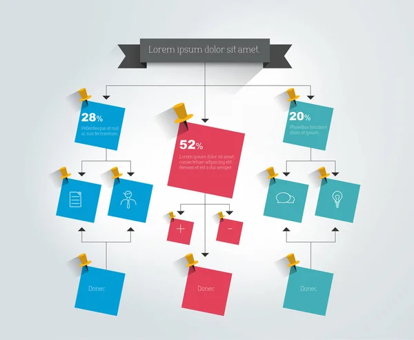 Grande diagramma di flusso. Schema ombre colorate . — Vettoriale Stock