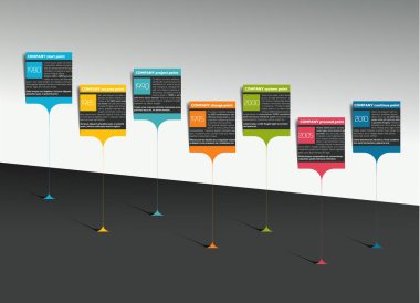 Kilometre taşı, zaman çizelgesi, adım adım şablon, Infographic. Vektör.