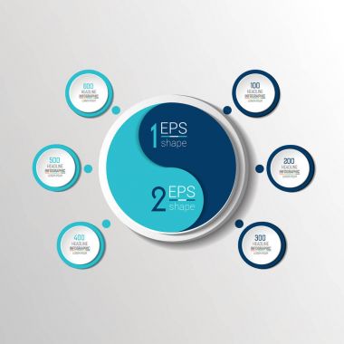 İş kavramı 6 seçenekleri, parçalar, adımları ile. Vektör şeması, grafik, infograph, Infographic.