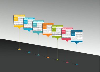 Kilometre taşı, zaman çizelgesi, adım adım şablon, Infographic. Vektör.