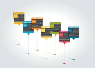 Kilometre taşı, zaman çizelgesi, adım adım şablon, Infographic. Vektör.