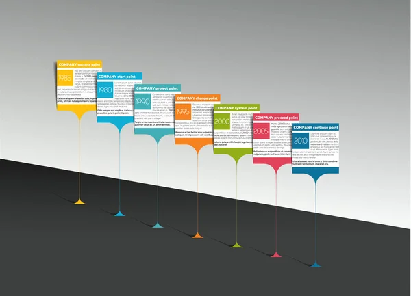 Meilenstein, Zeitachse, Schritt für Schritt Vorlage, Infografik. Vektor. — Stockvektor