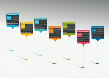 Kilometre taşı, zaman çizelgesi, adım adım şablon, Infographic. Vektör.