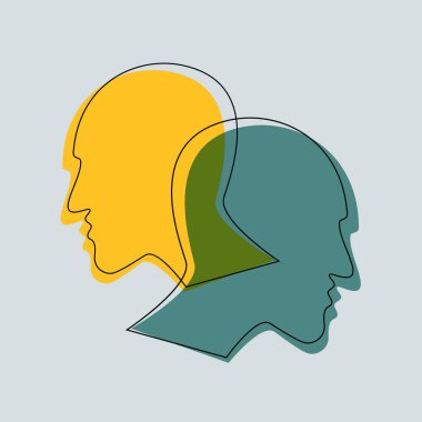Şizofreni konsepti, çöküntünün sembolü, bunama. Vektör ilüstrasyonu.