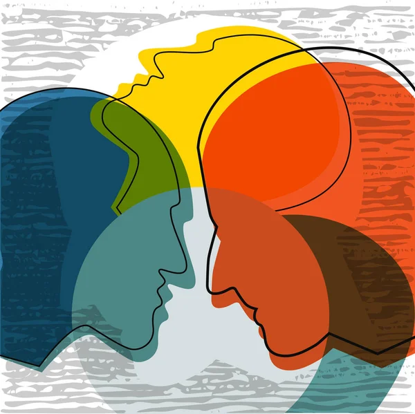 Şizofreni konsepti, çöküntünün sembolü, bunama. Vektör ilüstrasyonu.