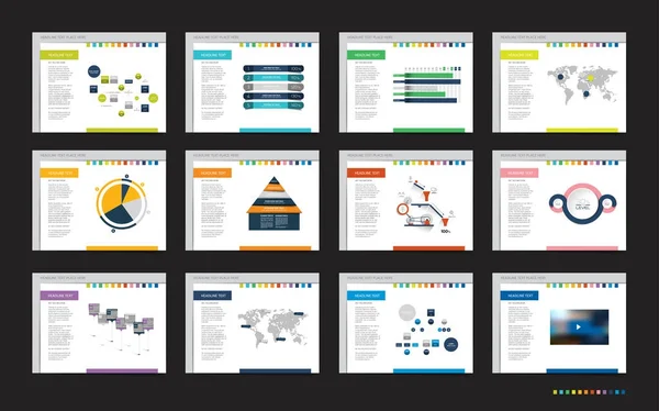 Mega-Set an Präsentationsvorlagen. Infografiken für Prospekt, Poster, Folie, Magazin, Buch, Broschüre, Website, Druck. — Stockvektor