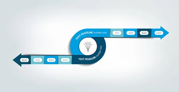 Tidslinje, cirkel, runda uppdelat i två pilar. Mall, system, diagram, diagram, diagram, presentation. Affärsidén med 2 steg, alternativ, processer. — Stock vektor