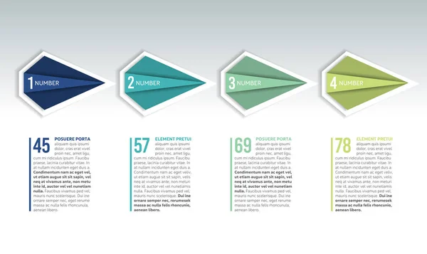 Timeline, grafico, diagramma, passo dopo passo grafico. Uno, due, tre, quattro concetti . — Vettoriale Stock