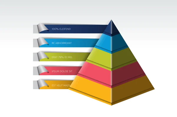 Infografía piramidal, gráfico triangular, esquema, diagrama, plantilla . — Archivo Imágenes Vectoriales