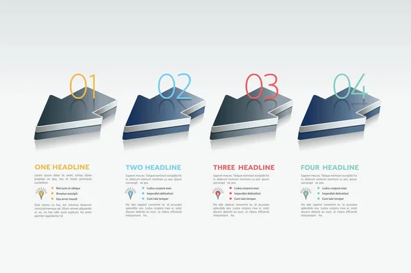 Infografía de flechas. Diagrama de 4 pasos, elemento, gráfico . — Archivo Imágenes Vectoriales