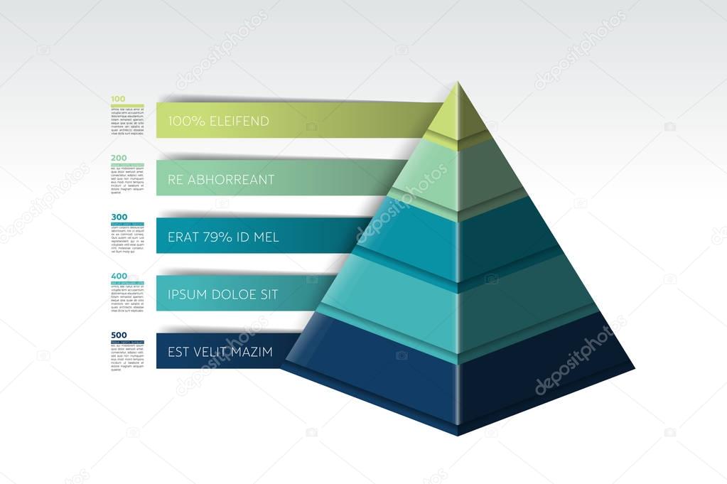 Pyramid infographic, triangle chart, scheme, diagram, template.