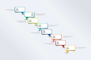 Infographic zaman çizelgesi raporu, şablonu, grafik, düzeni. Boş metin alanları. Vektör.