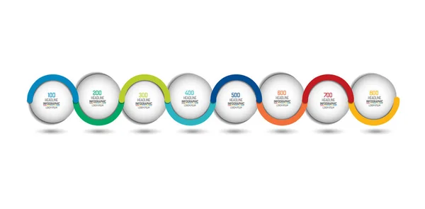 Banner Opción Vector Infográfico Línea Tiempo Esferas Color Bolas Burbujas — Vector de stock