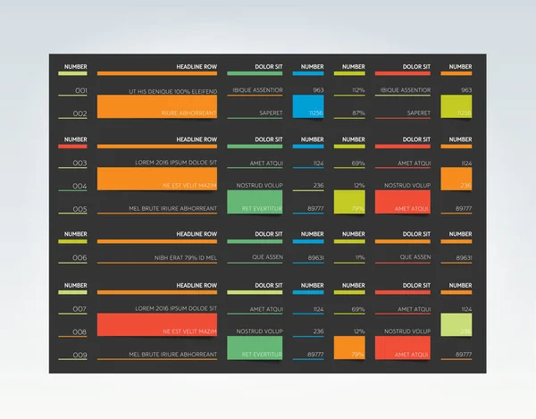 Tabla Horario Ficha Planificador Plantilla Diseño Infográfico Vector — Archivo Imágenes Vectoriales