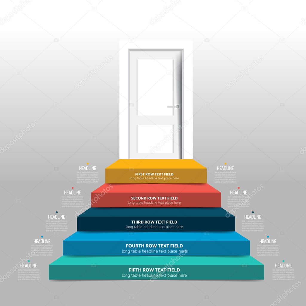 Door and stairs infographic, diagram, scheme, chart, template.