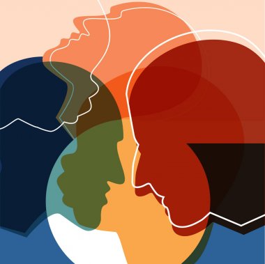 İnsanlar siluetleri, yetişkinler ve çocuklar. Vektör ilüstrasyonu.