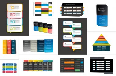 Tablolar, zamanlamaları, afiş büyük kümesi. Adım adım Infographic tarafından.
